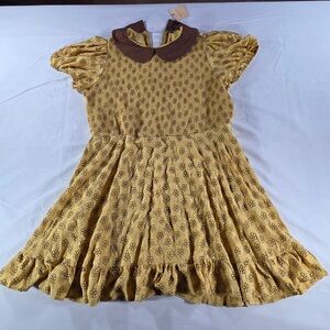 NWT 3X Smak Parlour Yellow and Brown Dress From Unique Vintage